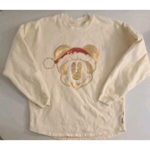 Disney Spirit Jersey Sweatshirt Womens Gold Sequin Mickey Mouse Christmas L?